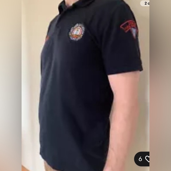 Dublin Fire Brigade polo shirt navy blue red lettering Embroidered shield size L - Picture 7 of 13